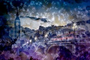 City-Art LONDON Westminster Bridge bei Sonnenuntergang  von Melanie Viola
