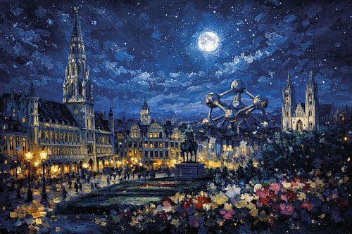 Brussel, België, een impressionistisch schilderij.