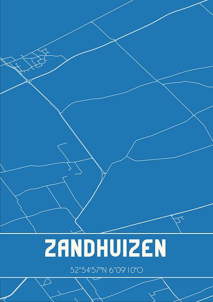 Blueprint | Map | Zandhuizen (Fryslan) by Prints of Place