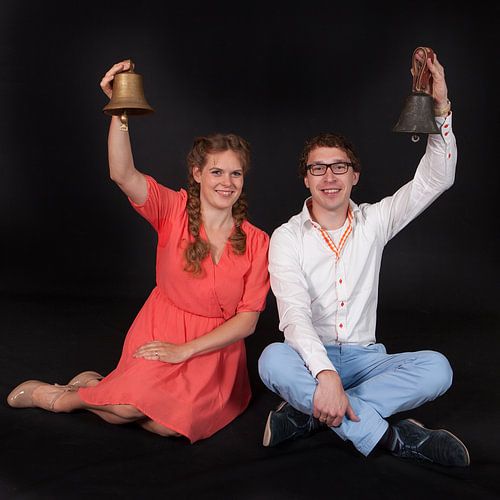 Duoportret van jongere beiaardiers