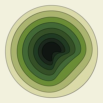 Groene ronde figuren met diepte effect. van Michar Peppenster