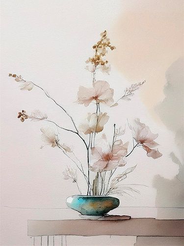 Japandi Art - Stillleben, Ikebana Blumenarrangement Serie - 4