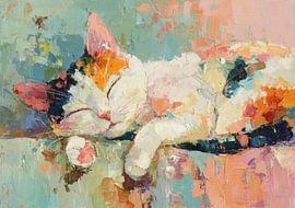 Chat coloré endormi sur Niklas Maximilian