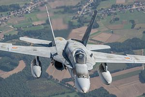 Mc Donnell Douglas EF-18 Hornet der spanischen Luftwaffe im Luft-Luft-Vergleich über Belgien, Septem