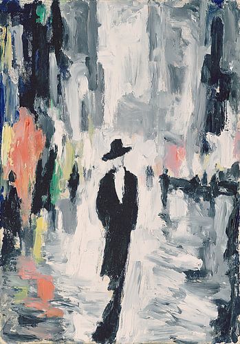 Un homme dans le brouillard urbain