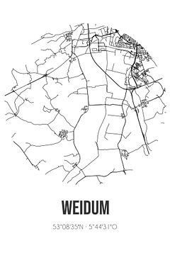 Weidum (Fryslan) | Landkaart | Zwart-wit van Rezona