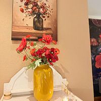 Photo de nos clients: Nature morte aux fleurs avec rouge-gorge par By Marjolein Design, sur ArtFrame