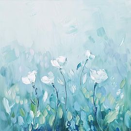 Weißer Mohn von Poster Art Shop