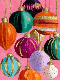 Retro-Weihnachtskugeln in Orange und Rosa von Gypsy Galleria