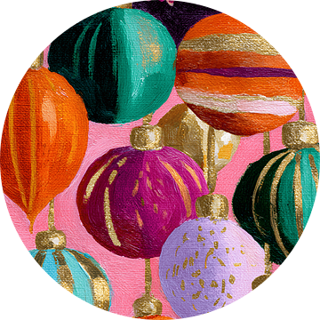 Retro Kerstballen in Oranje en Roze