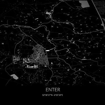 Zwart-witte landkaart van Enter, Overijssel. van Rezona