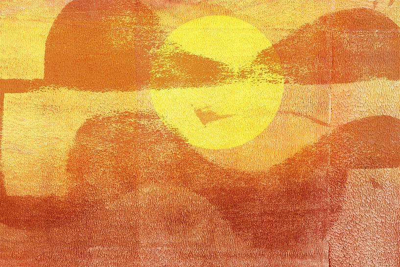Abstract Minimalist Landscape Painting. Sunset in yellow and terra by Dina Dankers