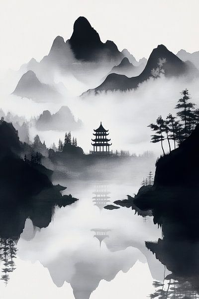 Fantasielandschaft im Nebel von Poster Art Shop