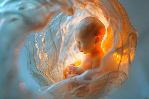 Baby in baarmoeder digitaal beeld