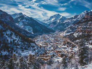 Kleine stad winter in Colorado van fernlichtsicht