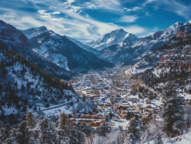 Kleinstadtwinter in Colorado von fernlichtsicht