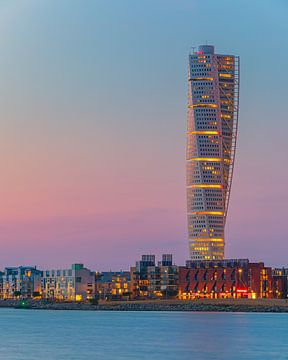 Zonsondergang Turning Torso, Malmö, Zweden