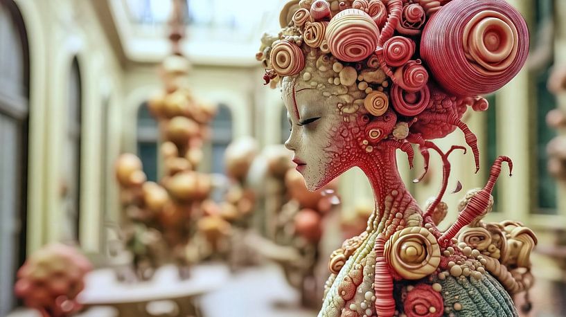 Surreal sculpture of a woman by Frank Heinz