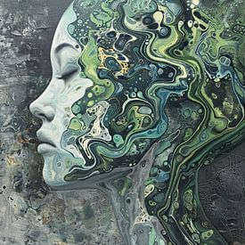 Frau mit Farben | Gesicht in Bewegung von ARTEO Gemälde