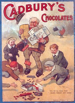 Affiche publicitaire du chocolat Cadbury's sur Peter Balan