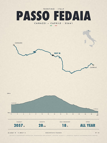 Bergpaskaart Passo Fedaia, Italië