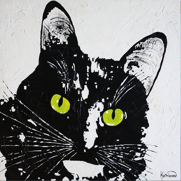 Zwarte Kat van Kathleen Artist Fine Art