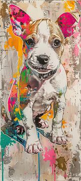 Peinture d'un chien coloré sur Caprices d'Art
