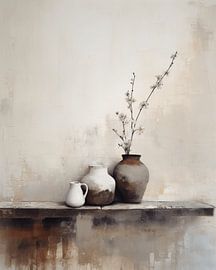 Nature morte dans les tons de terre, style japonais sur Japandi Art Studio