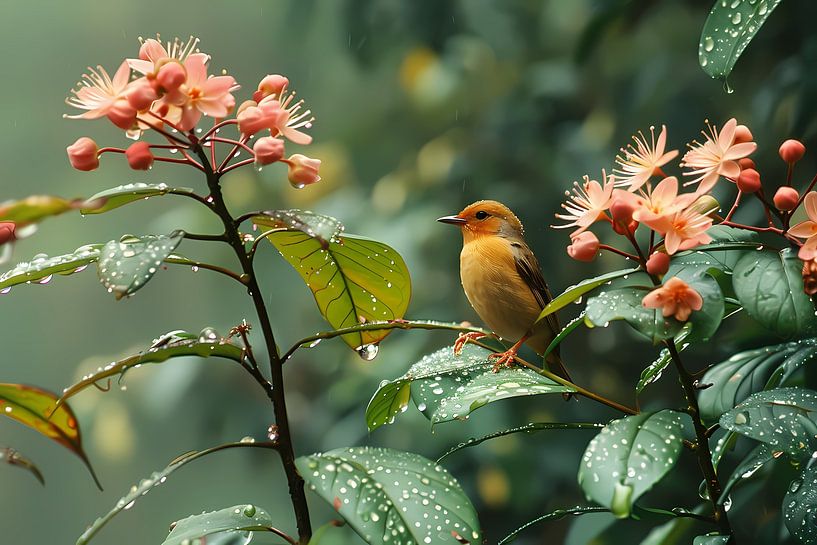 Classic bird on a branch by Art & Soul Creations