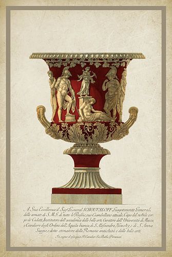 Vintage Gods Vase by Piranesi | Red