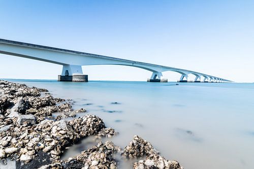 The Zeeland Bridge in grey and blue