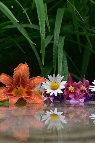 Een boeket bloemen in de tuin