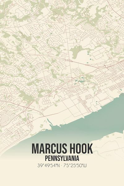 Carte ancienne de Marcus Hook (Pennsylvanie), USA. par Affiches de lieux