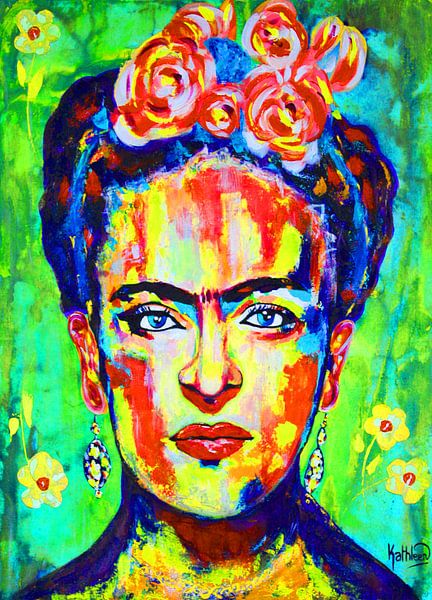 Frida - Gelb Grün von Kathleen Artist Fine Art