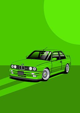 Kunstauto BMW E30 M3 groen van D.Crativeart
