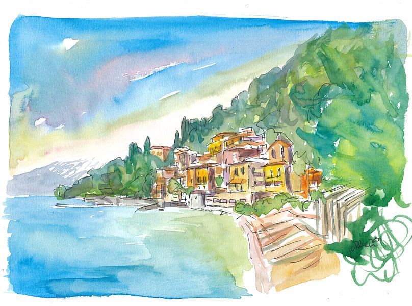 Romantisches Varenna Lago di Como Italienisches Seedorf mit Bergblick von Markus Bleichner