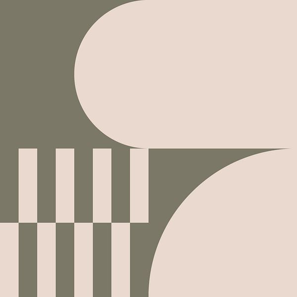 Modernes abstraktes geometrisches Kunstwerk in Olivgrün und Off-White Nr. 1 von Dina Dankers