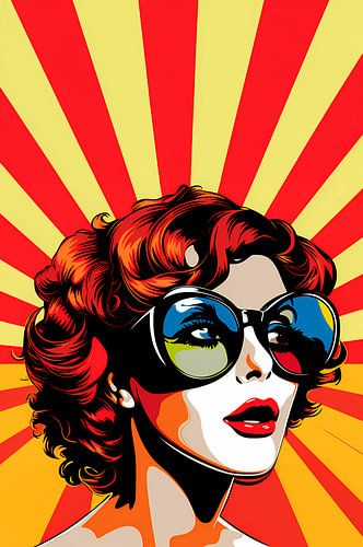 Klassiek Colour Pop Art: Vrouw Relaxt bij Villa