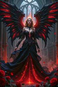 Dark Fantasy Wandbild: SERAPHIS - Der gefallene Engel in der Kathedrale der Schatten