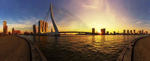 Rotterdamse skyline bij zonsondergang
