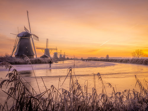 Schlittschuhläufer in Kinderdijk