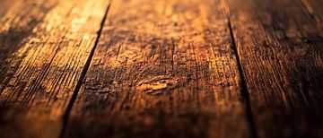 Houten vloer met warme gloed van Poster Art Shop