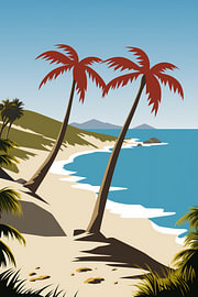 Palmen an einem ruhigen Ufer | Tropischer Strand von Minimal Blue