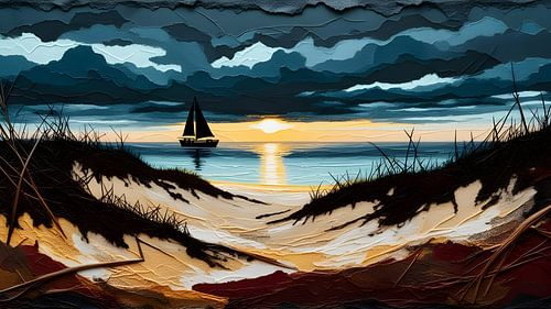 Zeilboot voor de kust