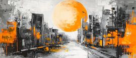 Paysage urbain par pleine lune sur Poster Art Shop