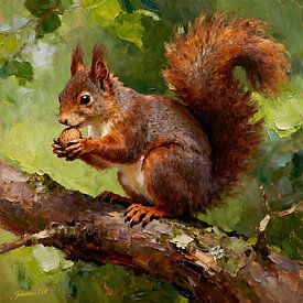 Dieren in het wild - Ontembare gratie - Eekhoorn 2 van Johannas Art Creations