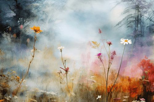 Landschaft mit Blumen "Altweibersommer"