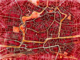 Map of Leeuwarden centrum with the style 'Amber Autumn' by Maporia
