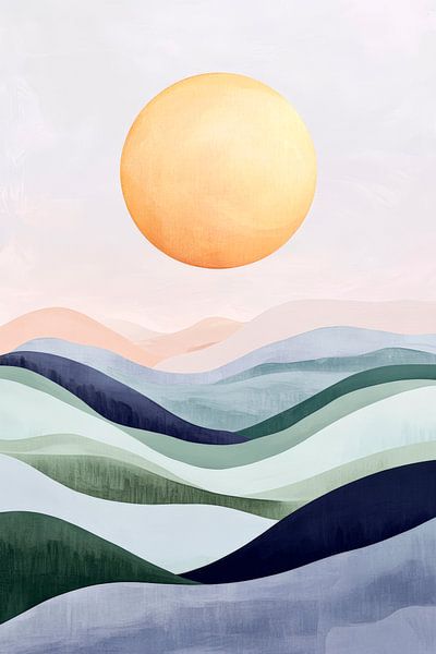 Un soleil doré sur des collines douces par Poster Art Shop
