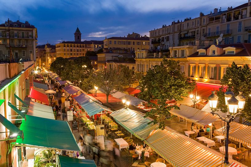 Cours Saleya in the old town of Nice in the evening by Werner Dieterich
